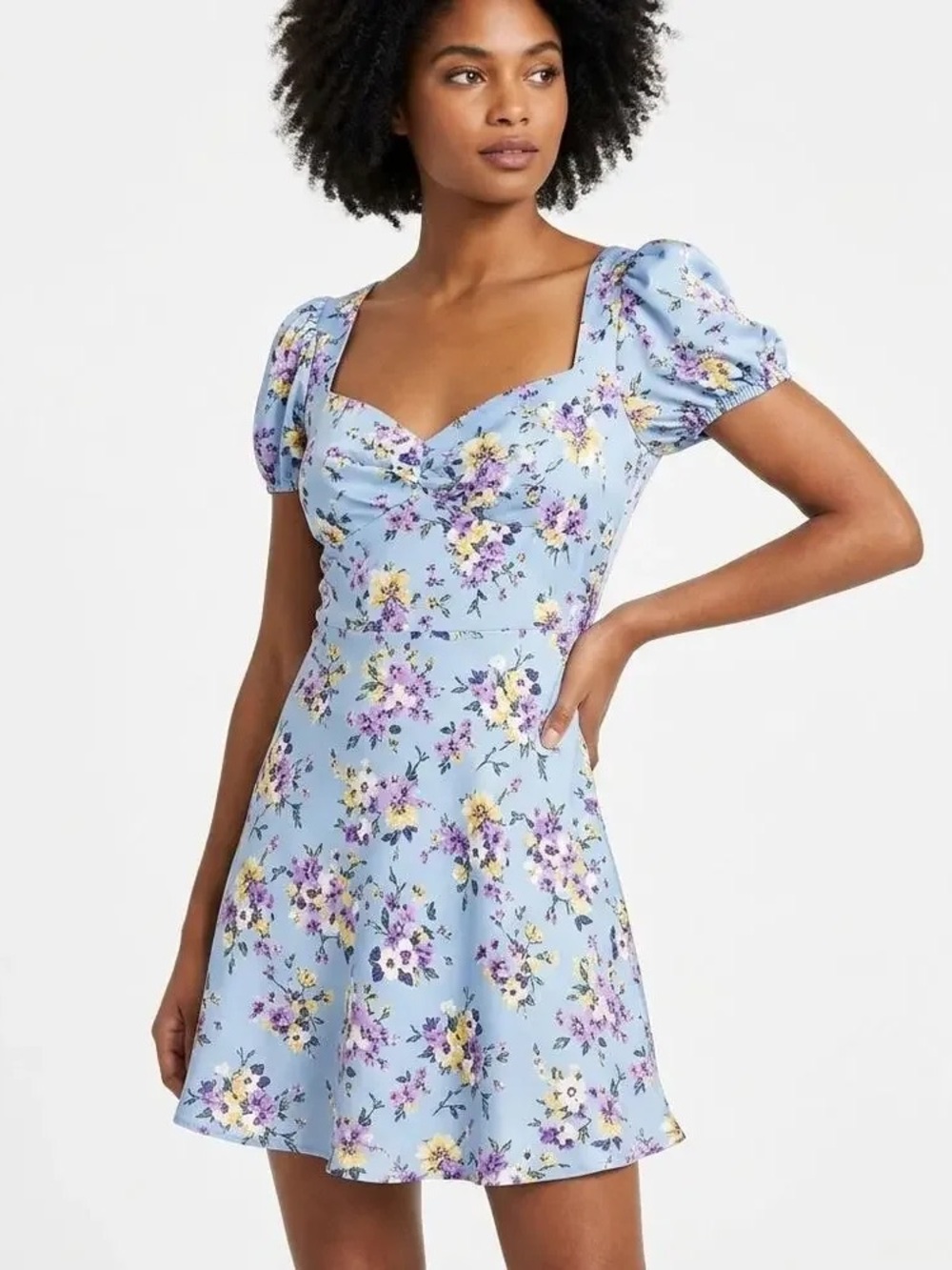 ZARA Sky Blue Floral Mini Dress - Picture 10 of 11